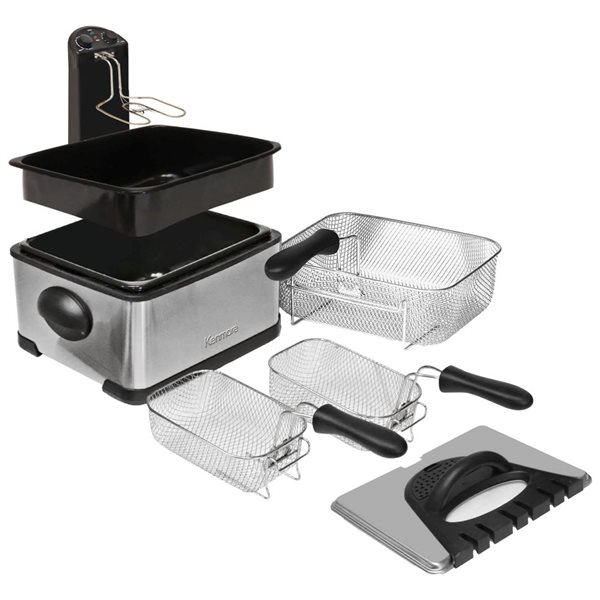 Kenmore 4L/17 Cup 1700 W Deep Fryer with 3 Frying Baskets, Stainless Steel