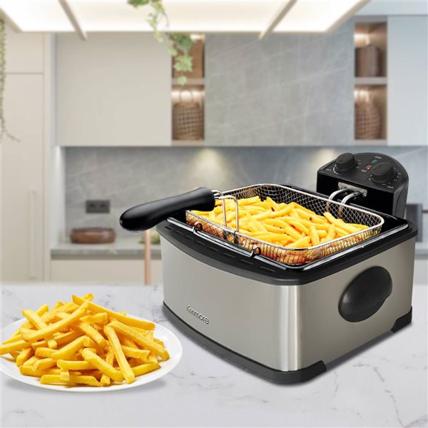 Kenmore 4L/17 Cup 1700 W Deep Fryer with 3 Frying Baskets, Stainless Steel
