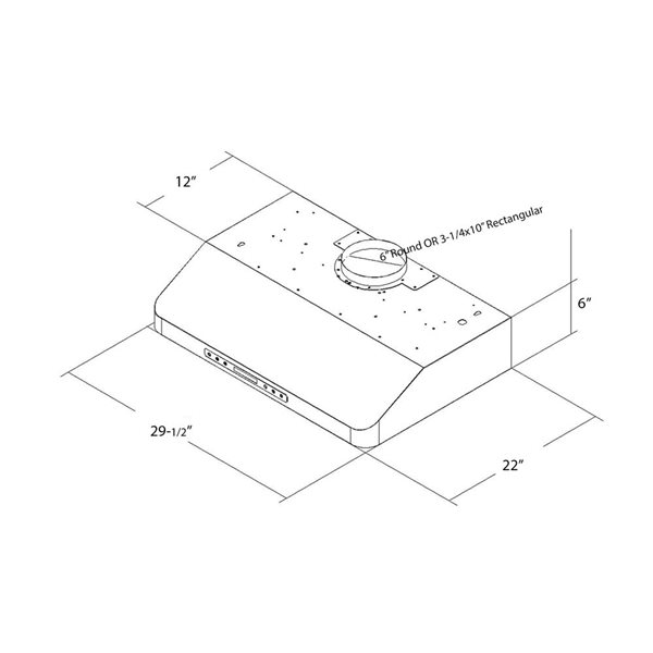 Roxon 860 CFM 30-in Under Cabinet Range Hood RXN-U12BSN-30