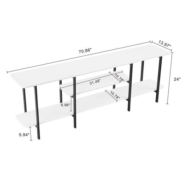 Manhattan Comfort Celine White Top 71-in W Modern 3-Shelf Console Table