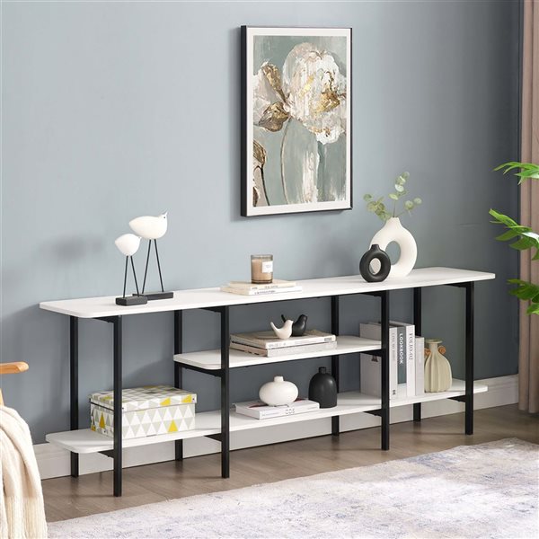 Manhattan Comfort Celine White Top 71-in W Modern 3-Shelf Console Table