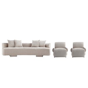 Manhattan Comfort Verandah 3-Piece 112-in L Modern Beige Chenille Upholstered Living Room Set