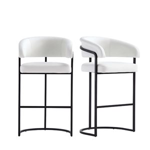 Manhattan Comfort Augusta 2-Pack White Modern Faux Leather Upholstered Bar Stool
