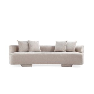 Manhattan Comfort Verandah Midcentury Beige 4-Seat Chenille Upholstered Sofa