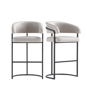 Manhattan Comfort Augusta 2-Pack Light Grey Modern Faux Leather Upholstered Bar Stool