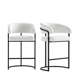 Manhattan Comfort Augusta 2-Pack White Modern Faux Leather Upholstered Counter Stool
