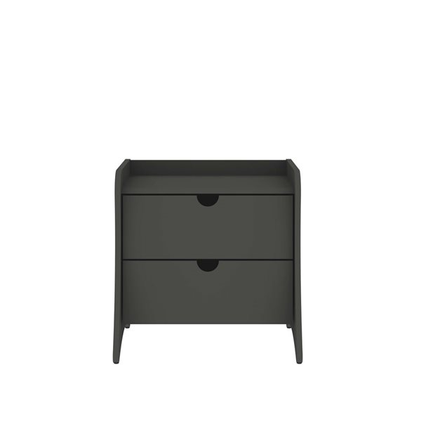 Manhattan Comfort Coney Grey Mid-Century Modern 2-Drawer Nightstand