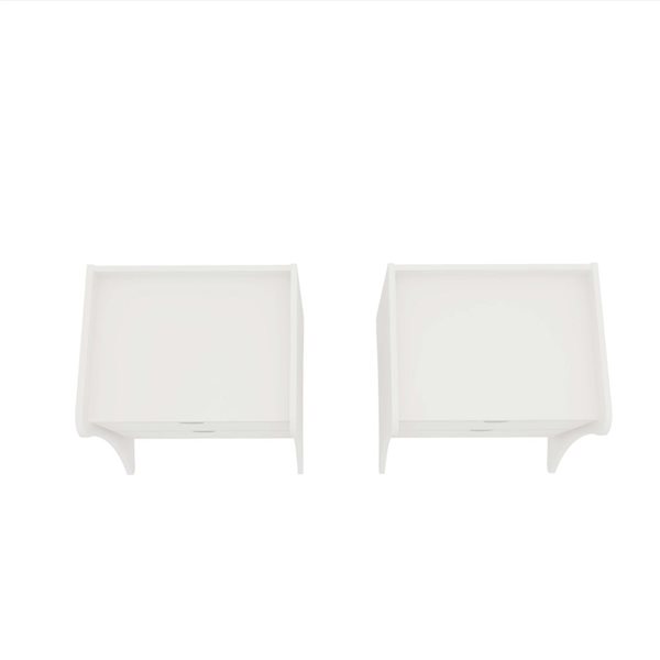 Manhattan Comfort Coney Set of 2 White Mid-Century Modern 2-Drawer Nightstand