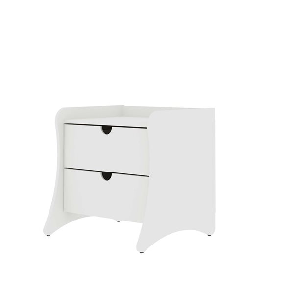 Manhattan Comfort Coney Set of 2 White Mid-Century Modern 2-Drawer Nightstand