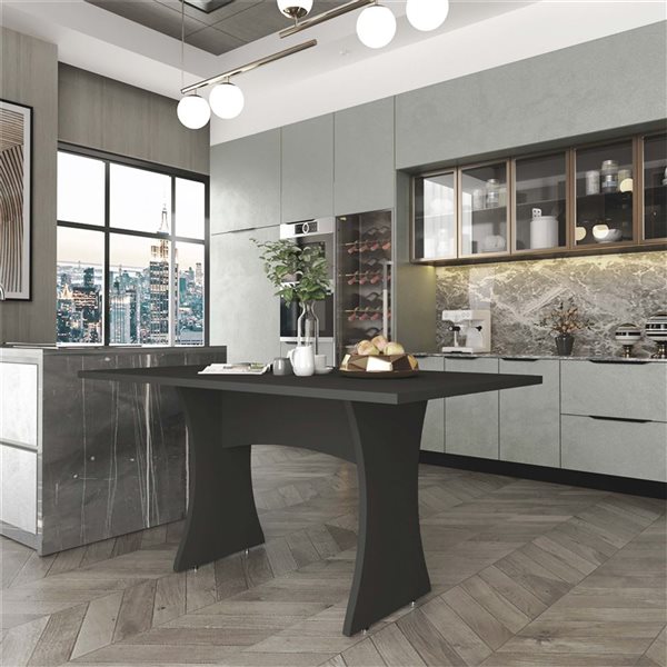 Manhattan Comfort Coney Grey Rectangular Fixed 30 H x 53 L x 32.5-in W MDF Top Mid-Century Dining Table