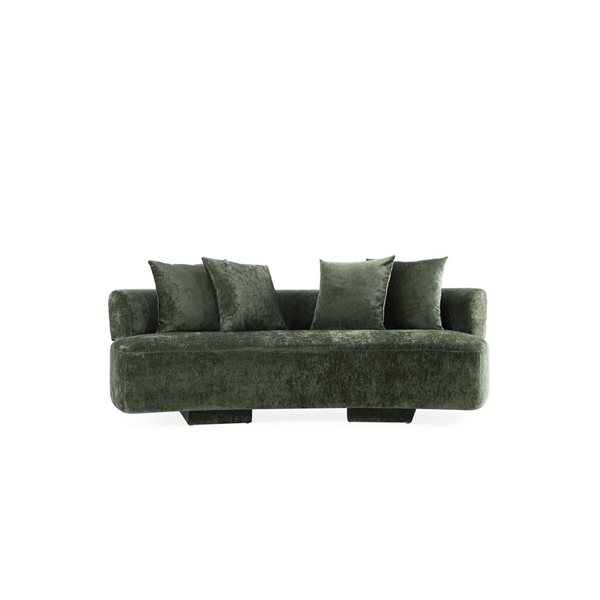 Manhattan Comfort Verandah Midcentury Olive Green 3-Seat Chenille Upholstered Sofa