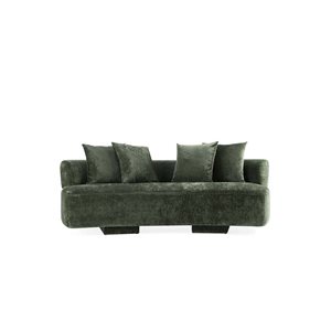 Manhattan Comfort Verandah Midcentury Olive Green 3-Seat Chenille Upholstered Sofa
