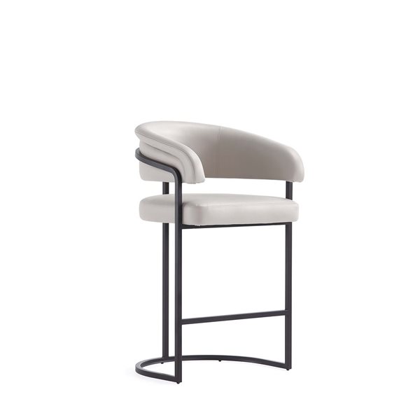 Manhattan Comfort Augusta Light Grey Modern Faux Leather Upholstered Counter Stool