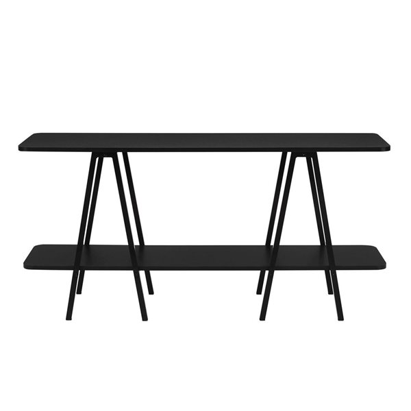 Manhattan Comfort Celine Black Top 47-in W Modern 2-Shelf Console Table