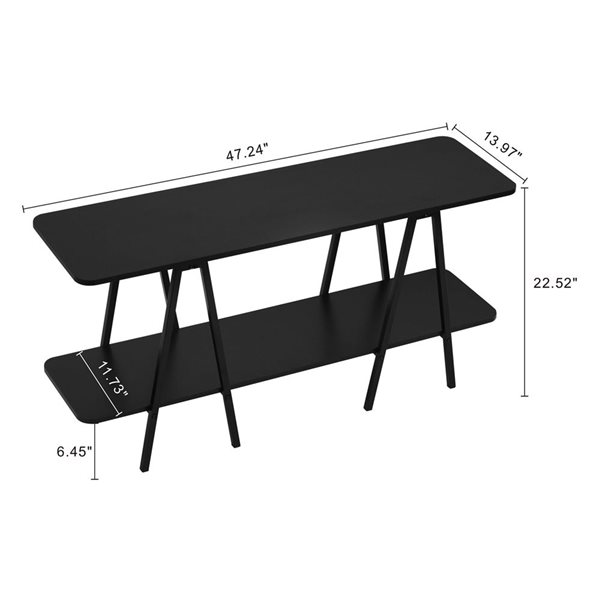 Manhattan Comfort Celine Black Top 47-in W Modern 2-Shelf Console Table