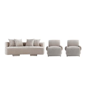 Manhattan Comfort Verandah 3-Piece 91-in L Modern Beige Chenille Upholstered Living Room Set