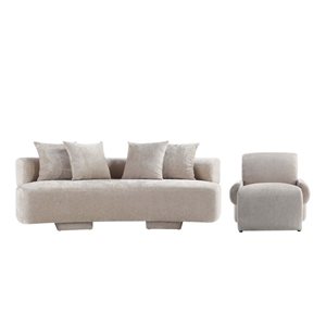 Manhattan Comfort Verandah 2-Piece 91-in L Modern Beige Chenille Upholstered Living Room Set