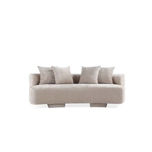 Manhattan Comfort Verandah Midcentury Cream 3-Seat Chenille Upholstered Sofa