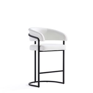 Manhattan Comfort Augusta White Modern Faux Leather Upholstered Bar Stool