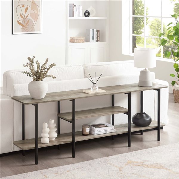 Manhattan Comfort Celine Grey Top 71-in W Modern 3-Shelf Console Table