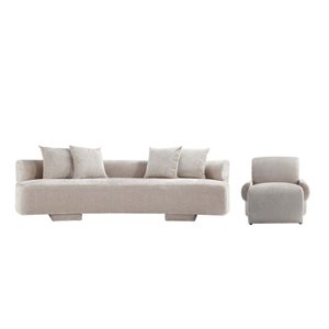 Manhattan Comfort Verandah 2-Piece 112-in L Modern Beige Chenille Upholstered Living Room Set