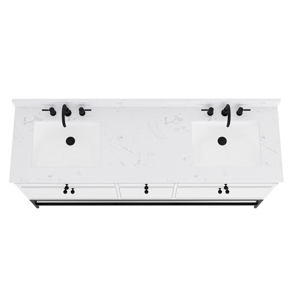 Avanity Paisley 72-in White Double Undermount Sink Bathroom Vanity w/ White Cala Engineered Stone Top