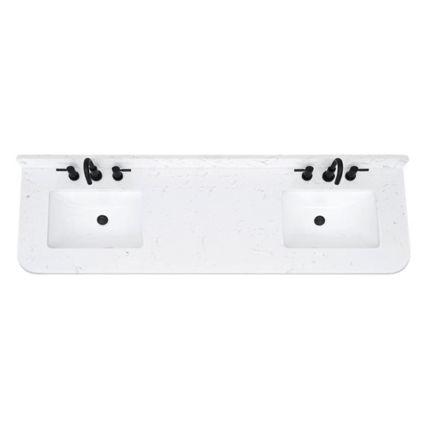 Avanity Blakely 73-in Brown Oak Double Undermount Sink Bathroom Vanity w/ Cala White Engineered Stone Top