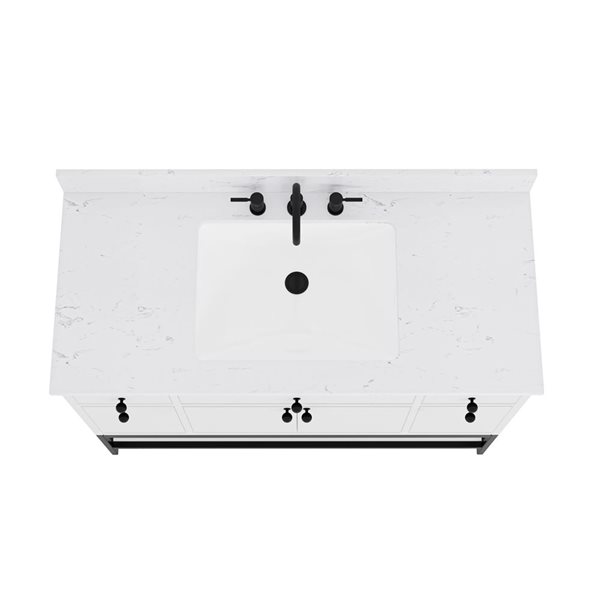 Avanity Paisley 48-in White Single Undermount Sink Bathroom Vanity w/ Cala White Engineered Stone Top