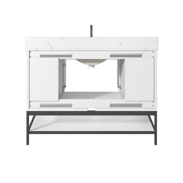 Avanity Paisley 48-in White Single Undermount Sink Bathroom Vanity w/ Cala White Engineered Stone Top
