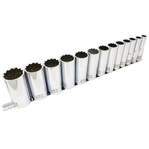 thumbnail image 2 of 13pc 1/2" Drive Grooved Locknut Socket Set – 60mm Long Deep Internal Teeth – 18-80mm 2 of 2