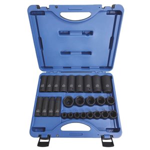Jeu de 26 douilles à chocs SAE JET à entraînement 1/2 po