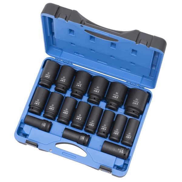 JET 17-Pc 3/4-in Drive Deep Metric Impact Socket Set - 6 pt.