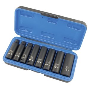 JET 8-Pc 3/8-in Drive Deep SAE Impact Socket Set - 6 pt.
