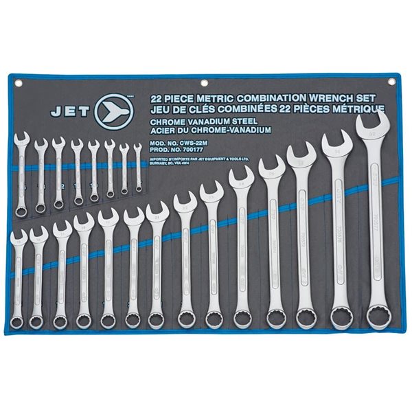 JET 22-PC Metric Raised Panel Combination Wrench Set
