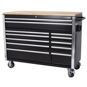 Armoire à roulettes série HD de JET noire à 12 tiroirs, 52 po x 21 po