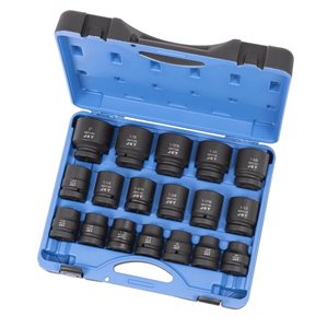 Jeu de 18 douilles à chocs SAE JET à entraînement 1 po, 6 pans