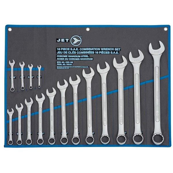 JET 16-Piece SAE Raised Panel Combination Wrench Set
