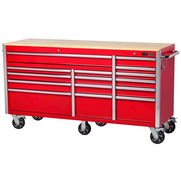 JET Pro Series 15-Drawer Red Rolling Cabinet - 72-in x 24-in