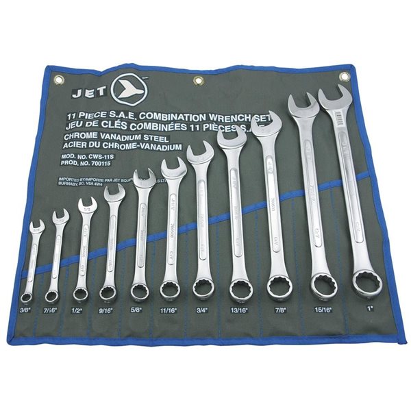 JET 11-Piece SAE Raised Panel Combination Wrench Set