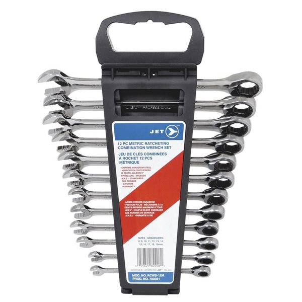 JET Metric Ratcheting Combination Wrench Set - 12 -Piece