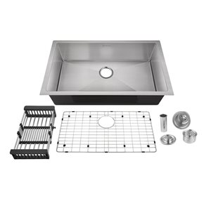 akuaplus Stainless Steel Fiona Single Undermount Kitchen Sink 32 x 18-in