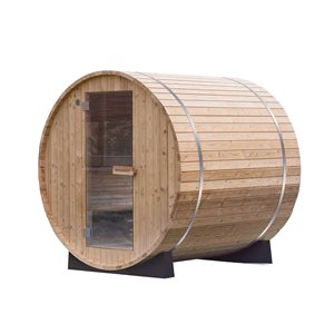 Sauna en tonneau extérieur Woodbridge pour 2 personnes avec fenêtre demi-vue, chauffe-électrique Harvia