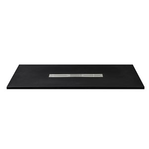 Base de douche zéro seuil noire Woodbridge 60 x 36 po avec drain central, plaque, bride, accès fauteuil roulant