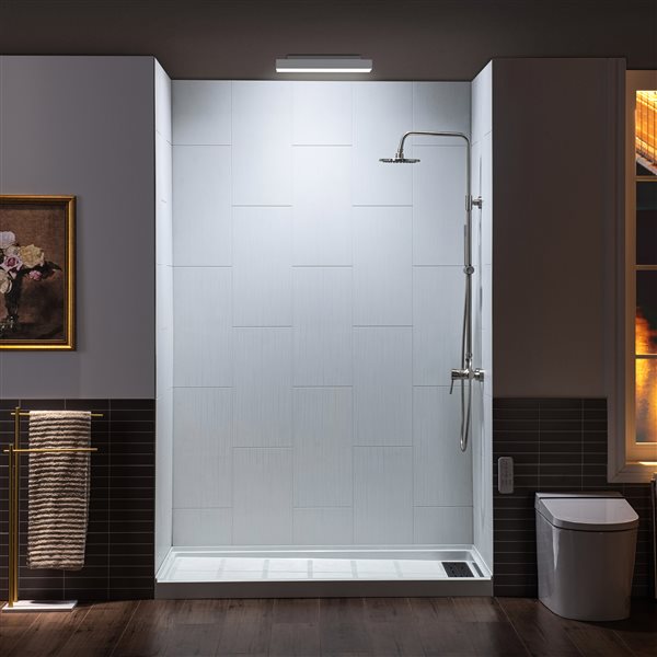 Woodbridge 36 x 60 x 75-in Matte White Solid Surface 3-Panel Shower Wall Kit