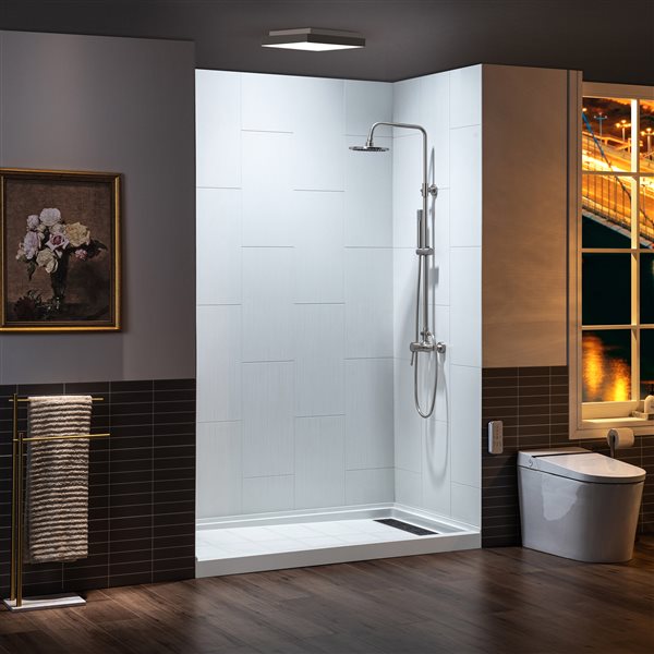 Woodbridge 36 x 60 x 75-in Matte White Solid Surface 3-Panel Shower Wall Kit