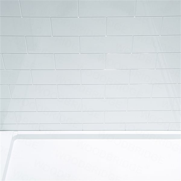 Woodbridge 36 x 60 x 75-in High Gloss White Solid Surface 3-Panel Shower Wall Kit withStaggered Brick Pattern
