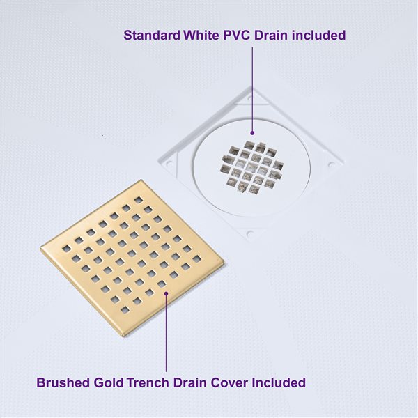 Woodbridge 60 x 34 x 4-in Solid Surface Shower Base with Center Brushed Gold Drain