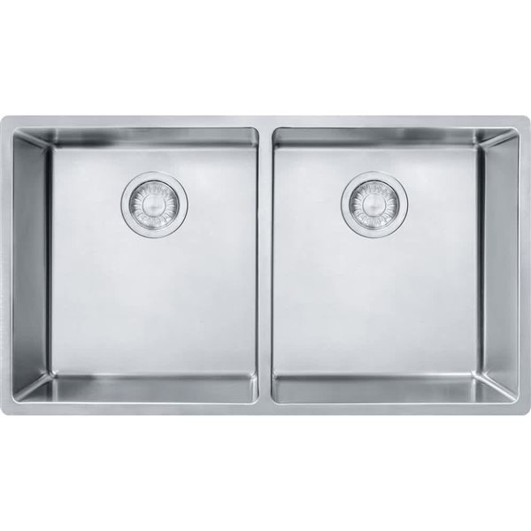 Franke Cube 31.5 x 17.7-in 18 Gauge Stainless Steel Undermount Double Bowl Kitchen Sink