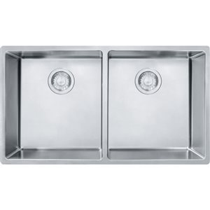 Franke Cube 31.5 x 17.7-in 18 Gauge Stainless Steel Undermount Double Bowl Kitchen Sink