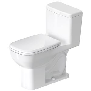 Duravit D-Code 1.28 gal/flush White Single Flush Elongated 1-Piece Toilet w/ Left Lever Flush